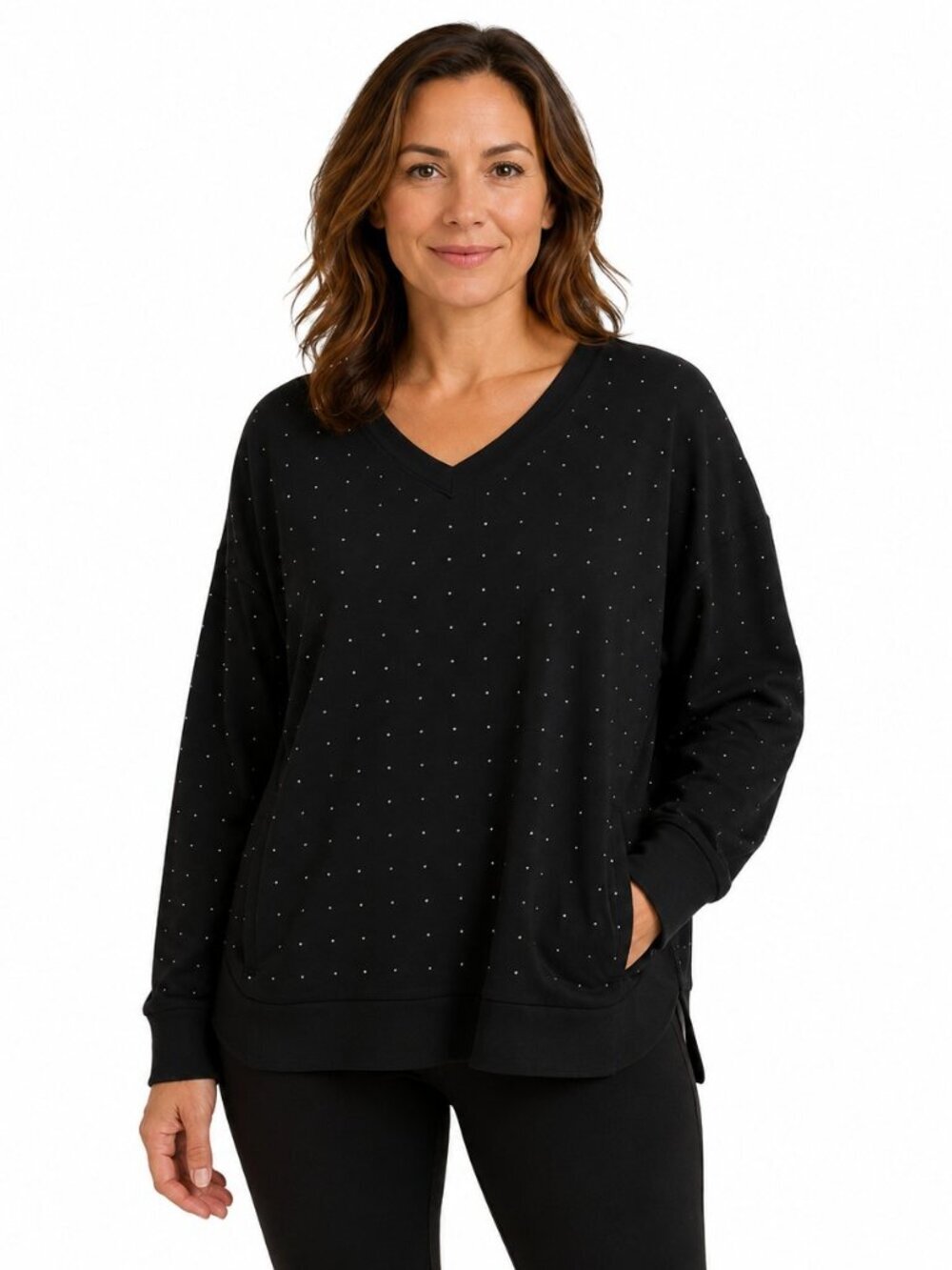 The Sweatshirt Project Womens Sweatshirt Size XL Black‎ with Gold Stud Oversized